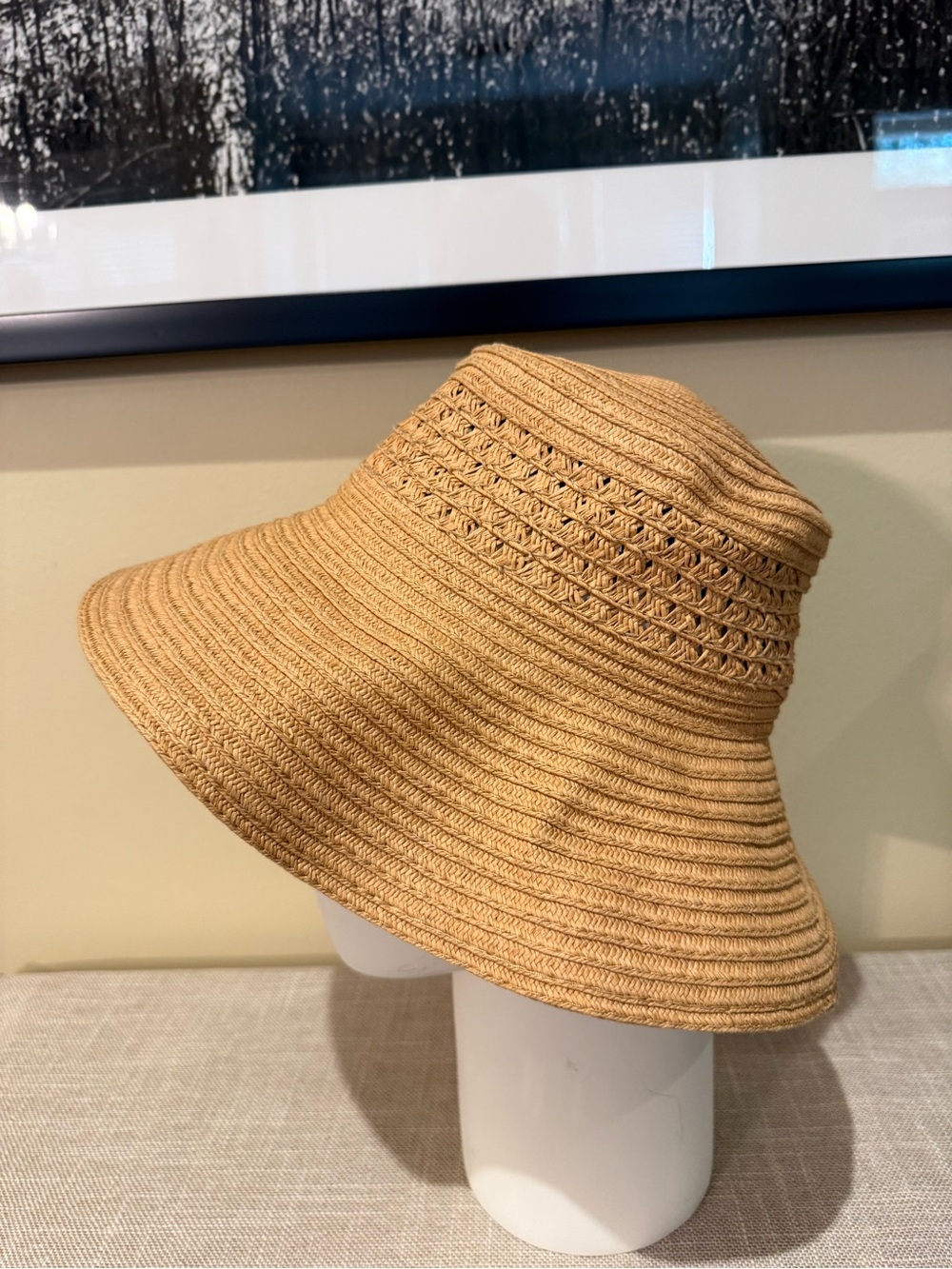 Gertex Neutral Tan Woven Wide Brim Bucket Sun Hat